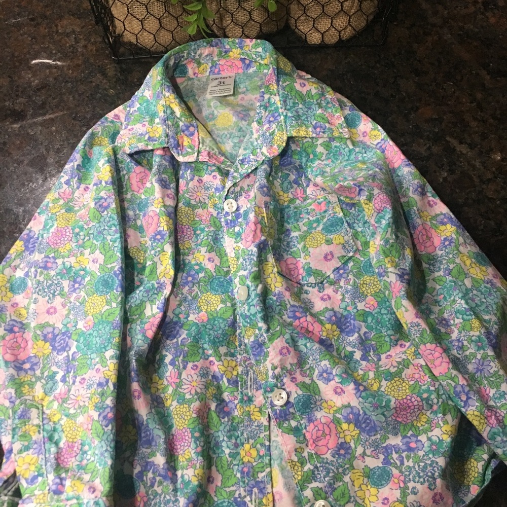 Cute 3t floral button down